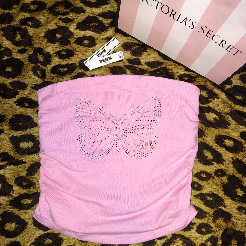 VS PINK Butterfly Ruched Tube Top